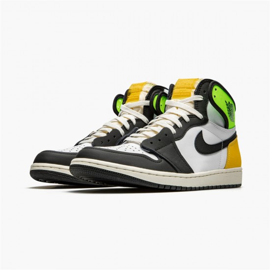 Air Jordan 1 Retro High White Black Volt University Gold 555088 118 AJ1 Sneakers